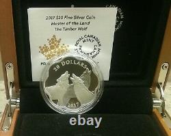 2017 Master of Land Timber Wolf $20 Scallop-edged Pure Silver Proof Coin Canada