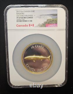 2017 NGC PF 69 UC $10C 5 oz Proof Mackerel Gilt Silver Canada`s 150 Anniv Coin