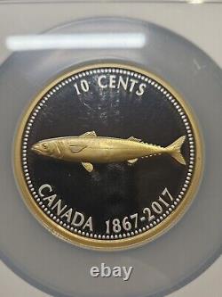 2017 NGC PF 69 UC $10C 5 oz Proof Mackerel Gilt Silver Canada`s 150 Anniv Coin