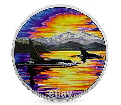 2017 Orcas Moonlight Glow-in-Dark $30 2OZ Pure Silver Proof Canada Coin