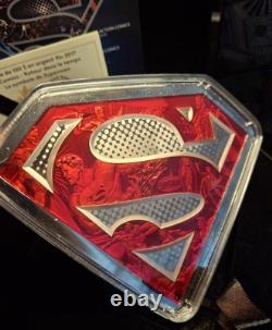 2017 RCM 10 oz $100 DC Comics Superman's Shield Silver Coin Hologram Inside Coin
