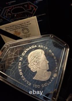 2017 RCM 10 oz $100 DC Comics Superman's Shield Silver Coin Hologram Inside Coin