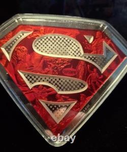 2017 RCM 10 oz $100 DC Comics Superman's Shield Silver Coin Hologram Inside Coin