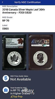 2018 $20 Canada 1 oz Reverse Proof Silver Maple PF70 FDI 30th Anniversary