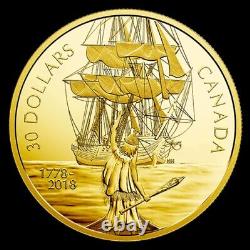 2018 $30 Captain Cook and the HMS Resolution 2 oz. Pure Silver Gold-Plated Coin