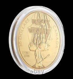 2018 $30 Captain Cook and the HMS Resolution 2 oz. Pure Silver Gold-Plated Coin