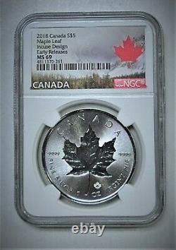 2018 $5 Canada Silver Maple Leaf Ngc Ms69 Proof Early Releases? 205? V6