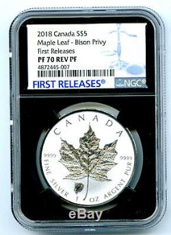 2018 $5 Canada Silver Maple Leaf Ngc Pf70 Bison Buffalo Privy Rev Proof Fr Pop 4