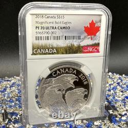 2018 Canada $15 1/2oz Silver Coin PF70UC NGC Magnificent Bald Eagles 1 of 6 Mint