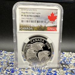2018 Canada $15 1/2oz Silver Coin PF70UC NGC Magnificent Bald Eagles 1 of 6 Mint