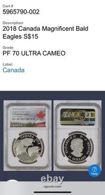 2018 Canada $15 1/2oz Silver Coin PF70UC NGC Magnificent Bald Eagles 1 of 6 Mint