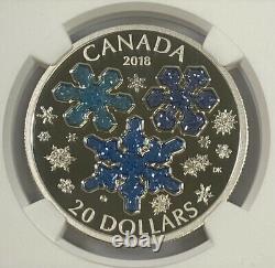 2018 Canada $20 1 oz Ice Crystals Colorized Silver Proof Coin NGC PF70 UCAM