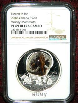2018 Canada $20 Frozen In Ice Woolly Mammoth Silver Coin Ngc Pf69 Ultra Cameo