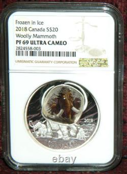 2018 Canada $20 Frozen In Ice Woolly Mammoth Silver Coin Ngc Pf69 Ultra Cameo