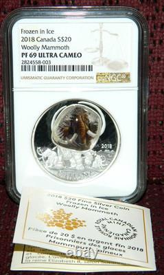 2018 Canada $20 Frozen In Ice Woolly Mammoth Silver Coin Ngc Pf69 Ultra Cameo 2018 Canada $20 Frozen In Ice Woolly Mammoth Silver Coin Ngc Pf69 Ultra Cameo