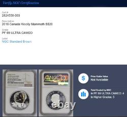 2018 Canada $20 Frozen In Ice Woolly Mammoth Silver Coin Ngc Pf69 Ultra Cameo