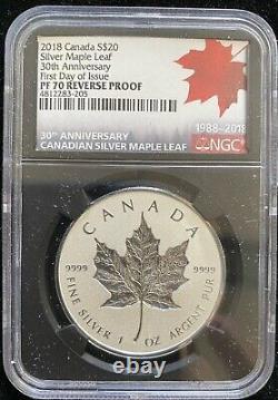 2018 Canada $20 Silver Maple Leaf NGC PF70 Reverse Proof First Day of Issue