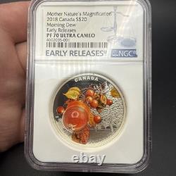 2018 Canada $20 Silver Nature's Magnification Morning Dew NGC PF70 Ultra Cameo