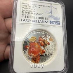 2018 Canada $20 Silver Nature's Magnification Morning Dew NGC PF70 Ultra Cameo