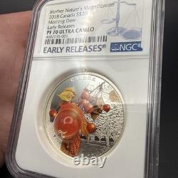2018 Canada $20 Silver Nature's Magnification Morning Dew NGC PF70 Ultra Cameo