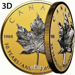 2018 Canada 30th Anniv. Of the Silver Maple Leaf Proof $200 3D Pure Gold Coin