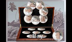 2018 Canada 7 Big Coin Serie Set 5oz Fine Silver Gold Plated & Deluxe Case