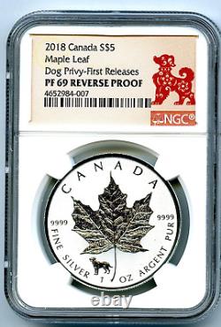 2018 Canada Coin Silver Maple Leaf Reverse Proof Year of the Dog Privy FIRST RE