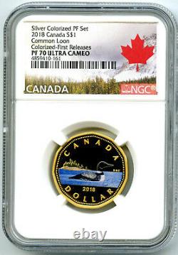2018 Canada Silver Proof Loonie Dollar Ngc Pf70 Gilt Colored Loon Fr Ex Rare