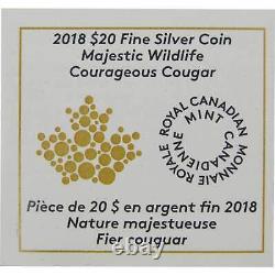 2018 Canadian Majestic Wildlife Courageous Cougar 1 oz. 9999 Silver Proof Coin