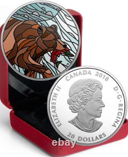 2018 Canadian Mosaics Grizzly Bear $20 1OZ Pure Silver Proof Canada Coin