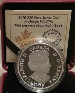2018 Mettlesome Mountain Goat $20 1OZ Pure Silver Proof Coin Canada Wildlife