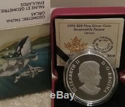 2018 Orcas Geometric Fauna $20 1OZ Pure Silver Proof Canada Coin Geometry