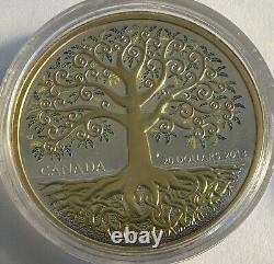 2018 TREE OF LIFE 1OZ Pure Silver Gold-Plated Proof $20 Coin Canada -(B2-BRX)