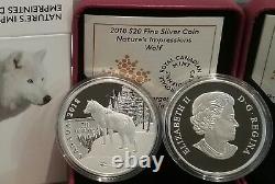 2018 Wolf Nature's Impressions Paw Prints $20 1OZ Pure Silver Proof Coin Canada