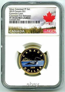 2019 $1 Canada Silver Proof Loonie Dollar Ngc Pf70 Gilt Colored Loon Fr Rare