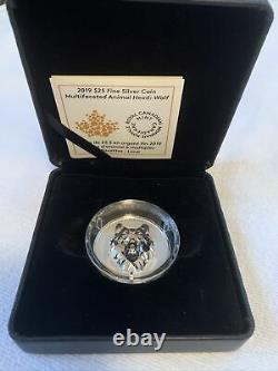2019 $25 Canada Silver Wolf Multifaceted Coin With Certificate and Mint Box