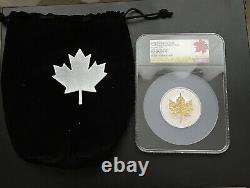 2019 CANADA MAPLE LEAF 3oz $50 Silver Gold Gilt 1st Release, NGC PF-70 Rev Proof