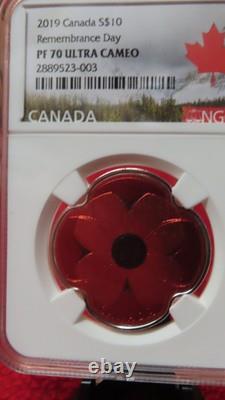2019 Canada $10 Remembrance Day Proof. 9999 Silver Coin First Releases NGC PF 70