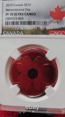 2019 Canada $10 Remembrance Day Proof. 9999 Silver Coin First Releases NGC PF 70