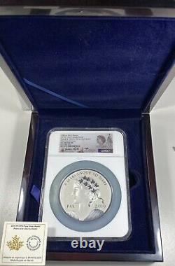 2019 Canada 10oz Silver Peace Liberty Medal NGC PF 70 1st Day Issue Signed w Box
