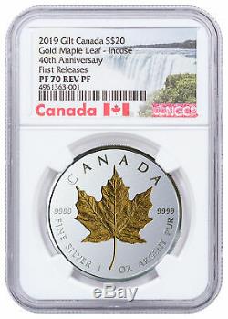 2019 Canada 1oz Silver Maple Leaf Incuse Gilt Reverse Proof NGC PF70 FR SKU57228
