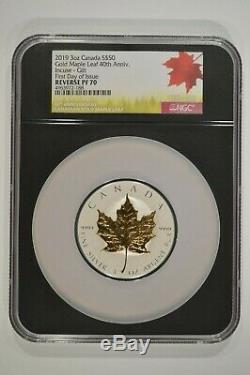 2019 Canada 3 oz Silver Maple Leaf $50 40th Anniversary NGC Reverse Proof PF70