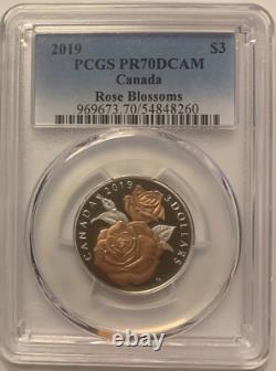 2019 Canada $3 silver coin, Rose Blossoms, PCGS PR70, Top Pop, Pop 1