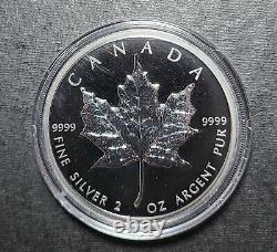 2019 Canada 30th Anniv $10 Rhodium Matte Proof Maple Leaf 2 oz Silver Coin OGP