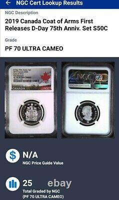 2019 Canada 50 Cent. 9999 Silver Proof Half Dollar Ngc Pf70 Ucam First Releases