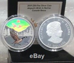 2019 Canada Geese Majestic Birds Motion Hologram $30 2OZ Pure Silver Proof Coin