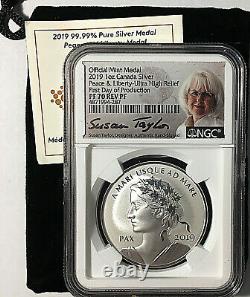 2019 Canada PEACE MEDAL Silver 1 Oz. NGC PF70 Rev. Pf. FIRST DAY OF PRODUCTION