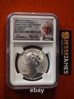 2019 Canada Reverse Proof Silver Peace Liberty Ngc Pf70 First Day Of Production