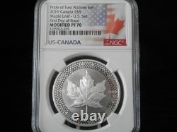 2019 Canada Silver Maple Leaf FDOI Pride of Two Nations Modified PF 70 NGC Proof