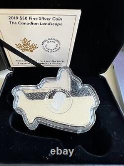 2019 Canadian Landscape? $50 Pure Silver Proof Canada Map Shaped